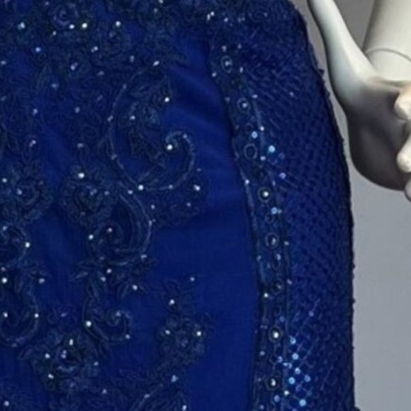 size 22 royal blue and black fitted formal/prom/black tie gown - Picture 2 of 2